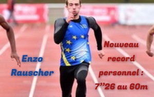Nouveau record personnel au 60m indoor pour Enzo Rauscher !