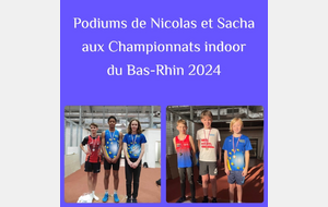 Nicolas et Sacha médaillés de bronze aux Championnats du Bas-Rhin en salle U14 et U16 !
