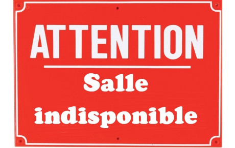 Attention : pas de salle vendredi 14/10 et samedi 15/10 !